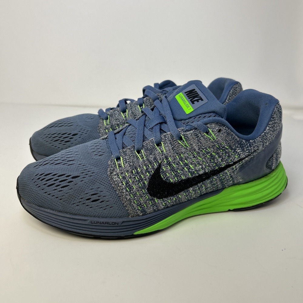 Nike LunarGlide 7 Ocean Fog Electric Green Flyknit Women's Running Shoes Size 8